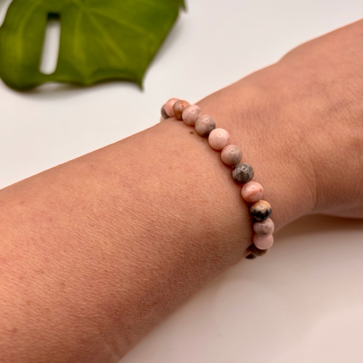 Pink Zebra Jasper Bracelet (Medium Beads)