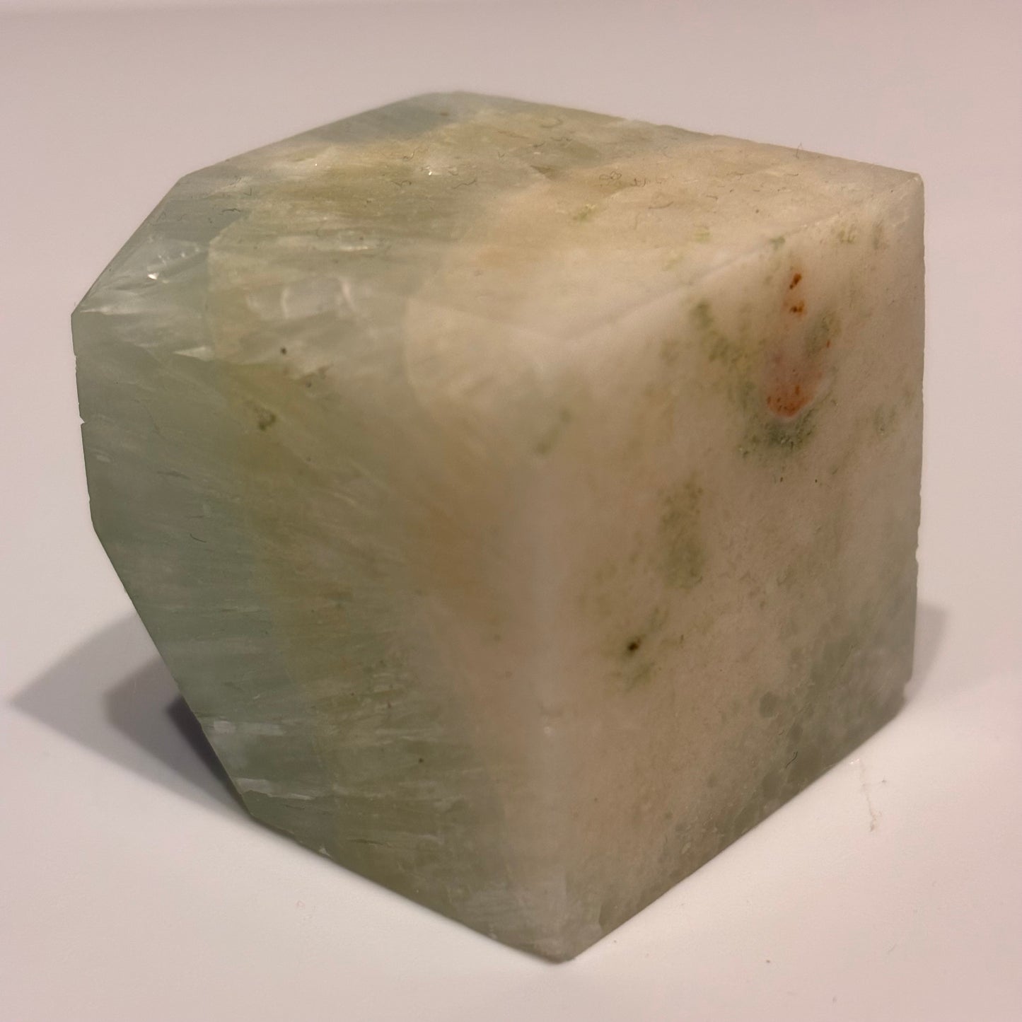 a green calcite cube