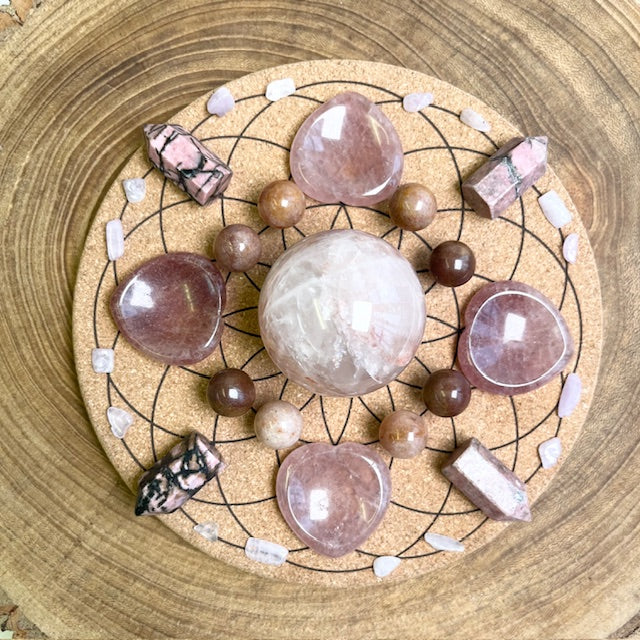 Embracing Femininity: The Divine Energy of Rose Quartz, Rhodonite, Strawberry Quartz, Moonstone, and Selenite