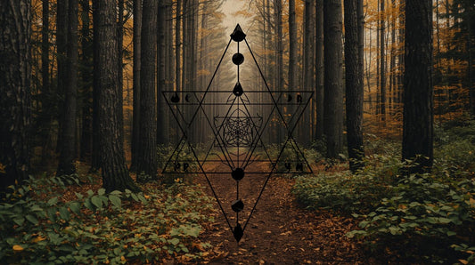 crystal grid in the woods