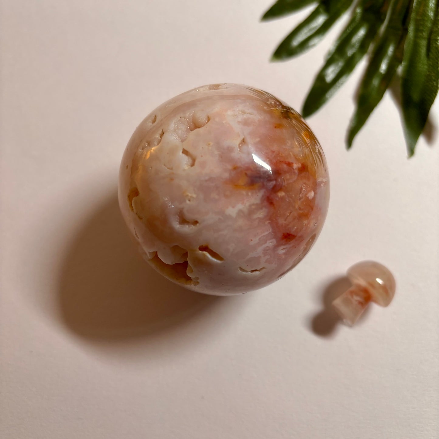 Pink Plume Agate & Carnelian Sphere #3