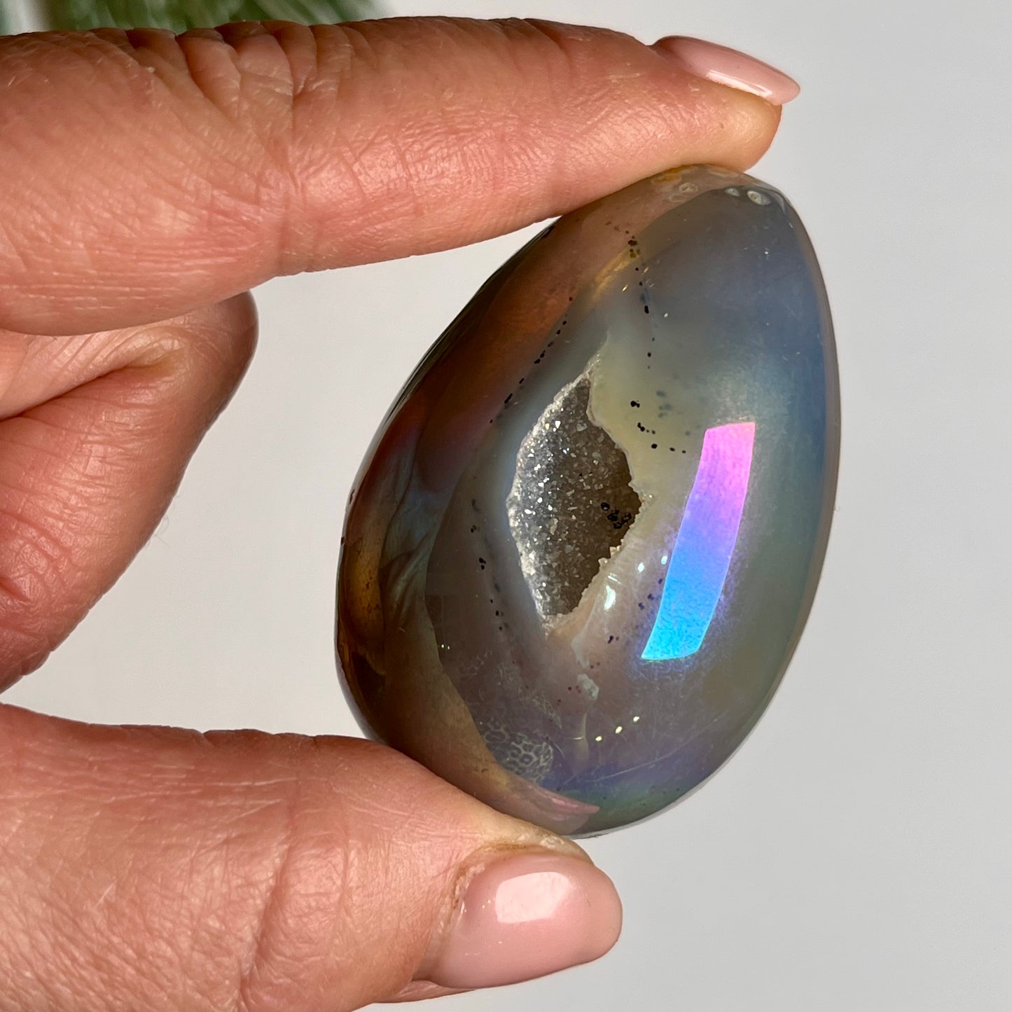 Aura Agate Egg #4 with Druzy