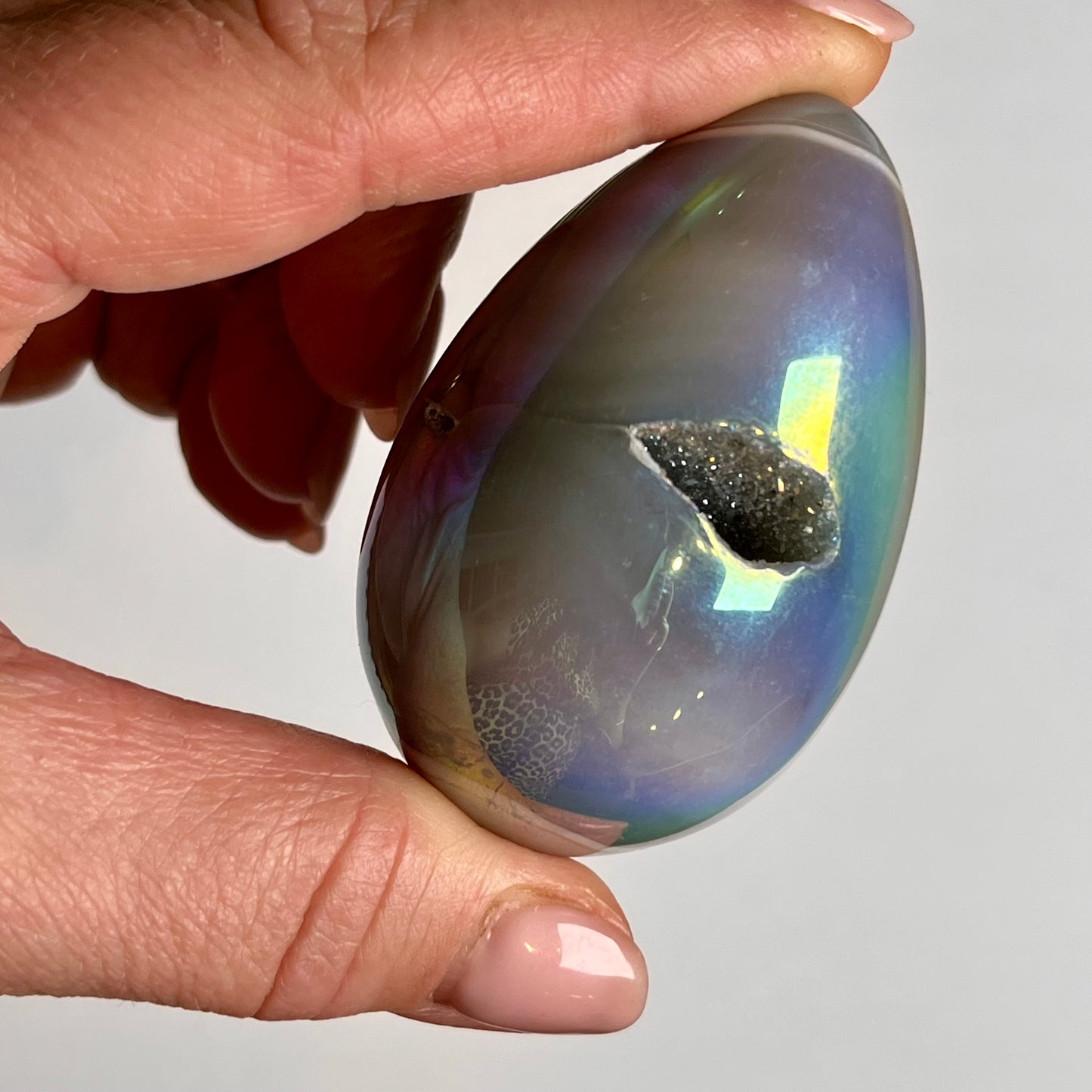 Aura Agate Egg #2 with Druzy