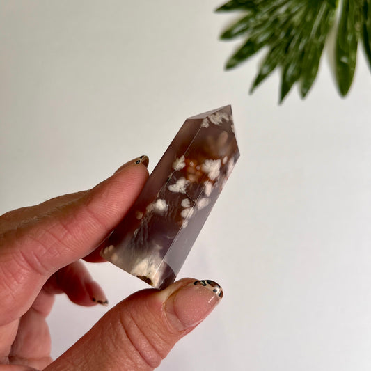 Black Flower Agate Tower #1