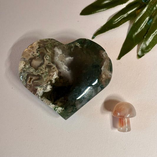 Moss Agate Heart #1