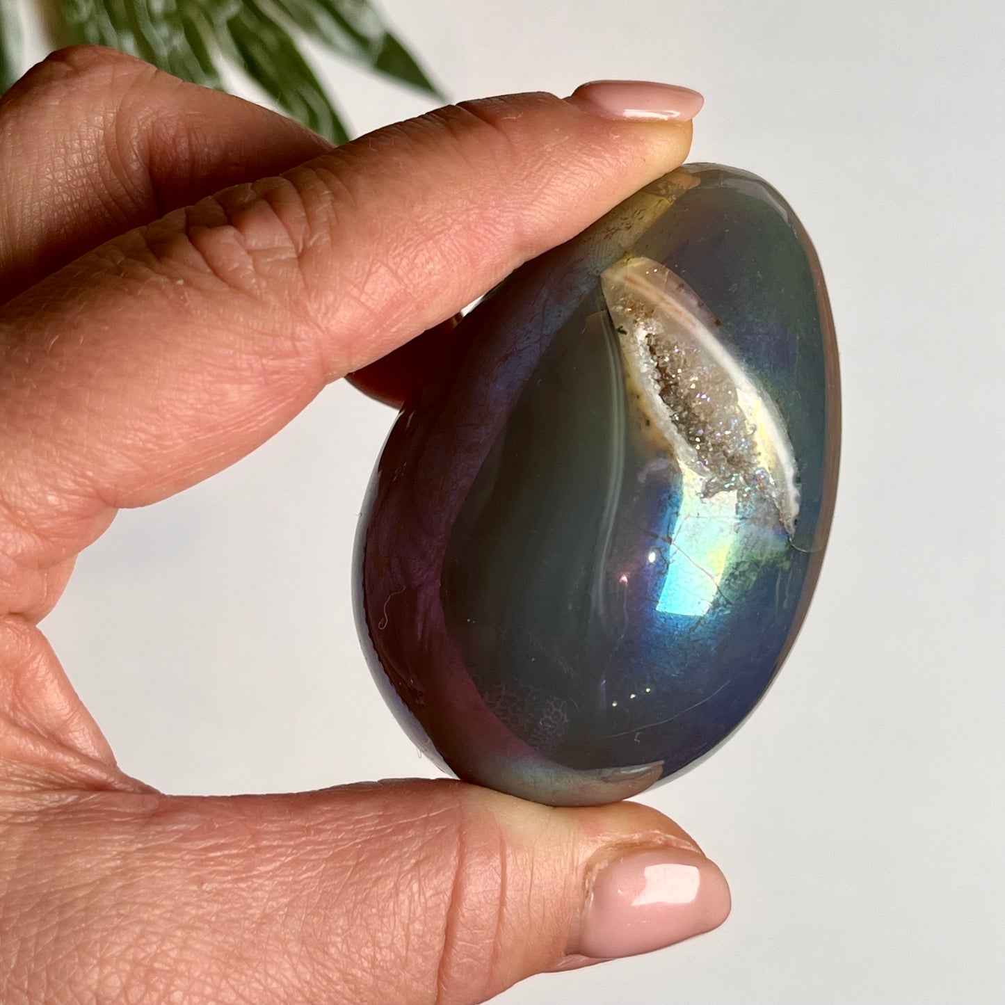 Aura Agate Egg #1 with Druzy