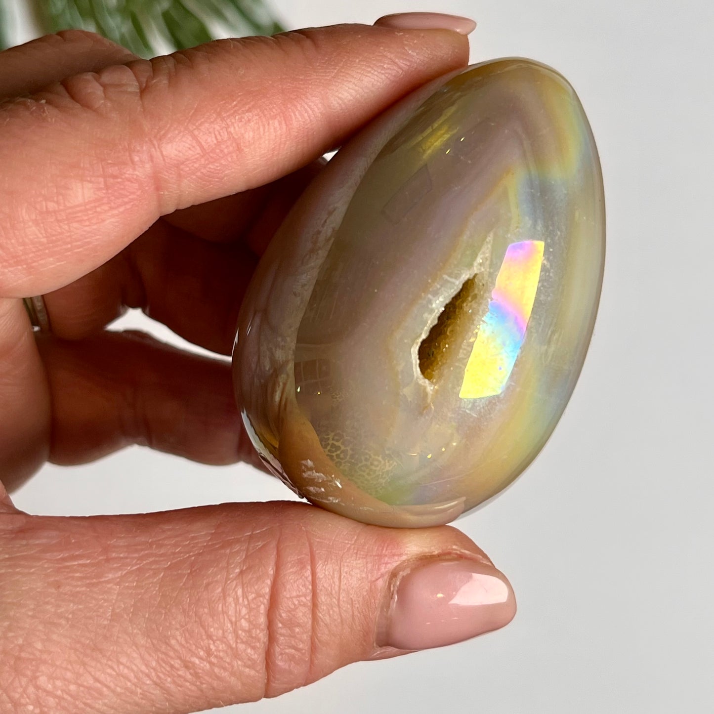 Aura Agate Egg #3 with Druzy