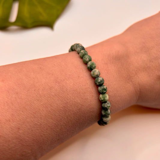 Green Spot Jasper Bracelet (Small Beads)